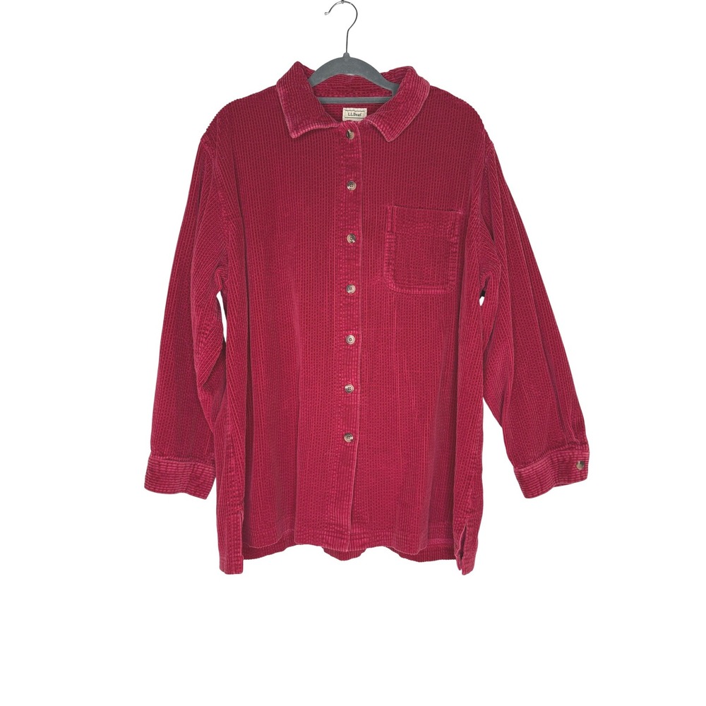 Vintage Y2K LL Bean Brown Corduroy Barn Shirt Jacket Shacket Women's XL Utility